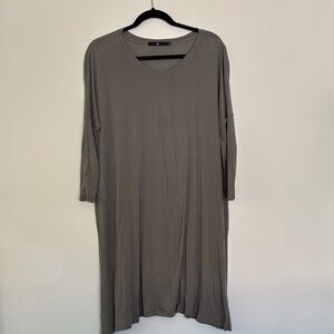 Jarbo Dress Green Gray Dolman Sleeves Knit Stretchy L